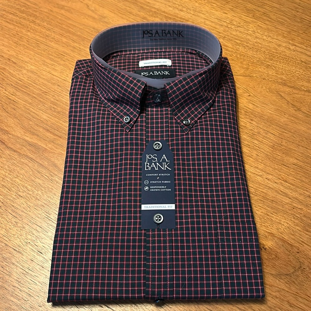 NWT JoS A. Bank button down checked dress shirt